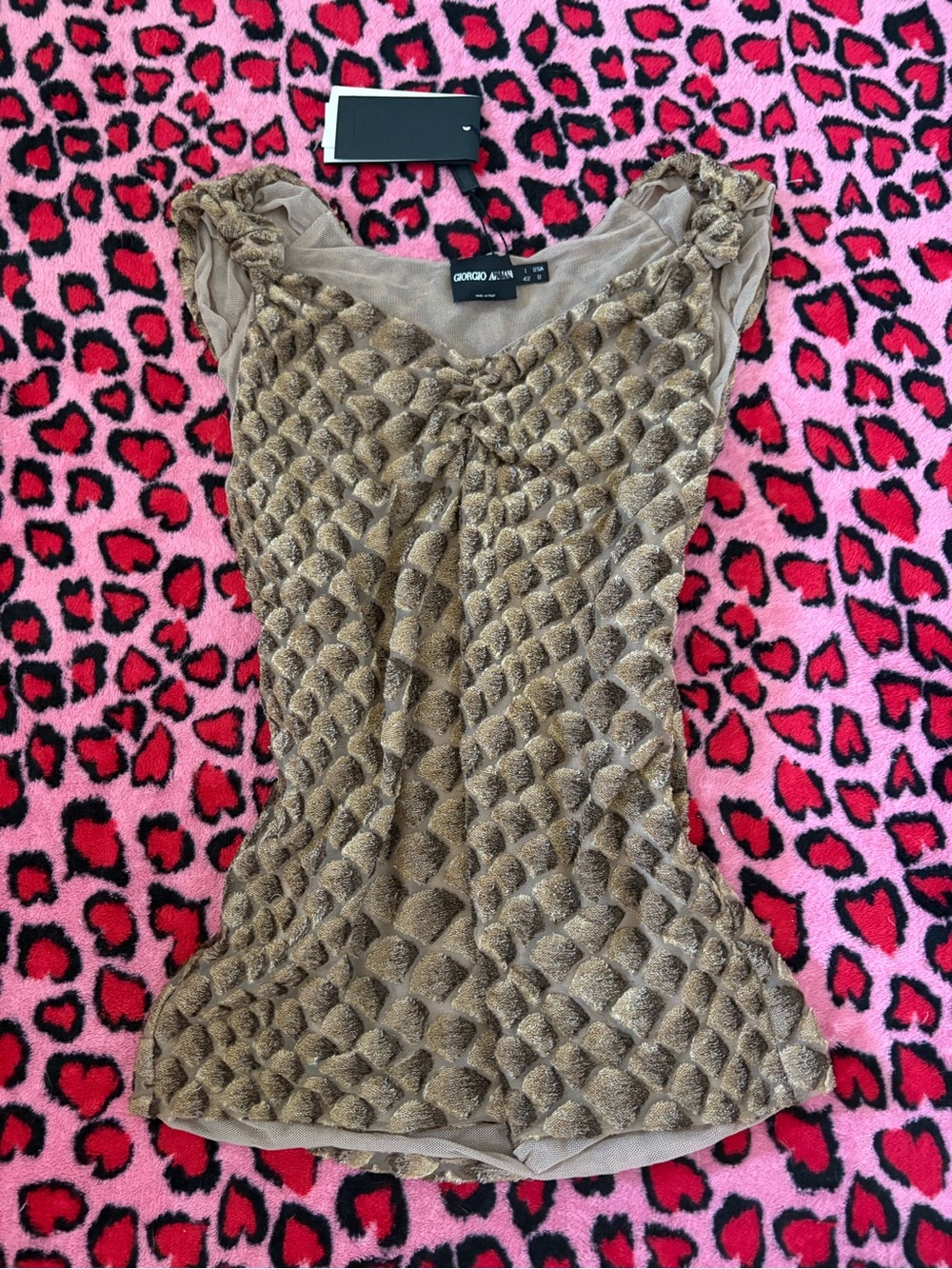 Deadstock y2k Giorgio Armani Snakeskin Taupe Terry Cloth Sleeveless Tank